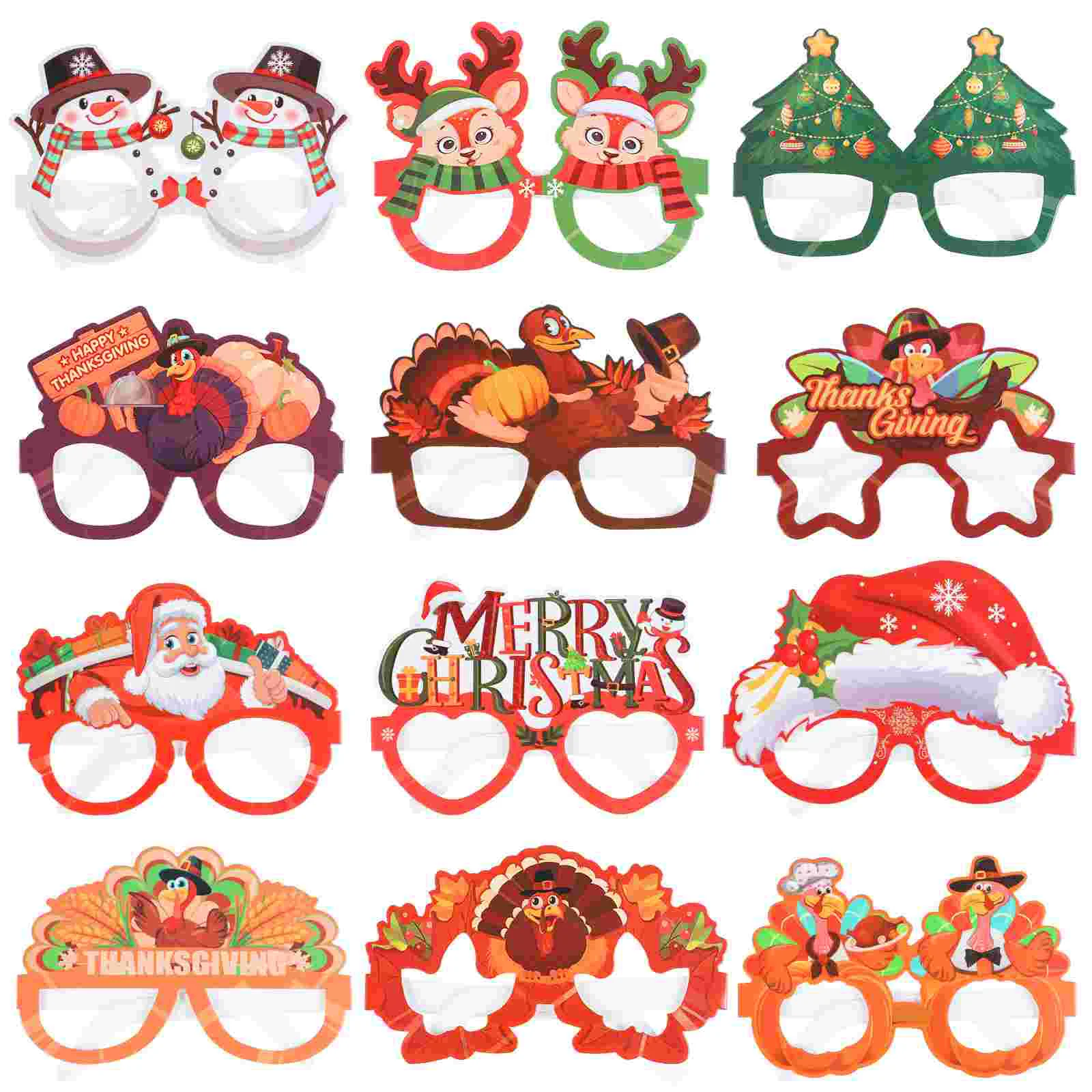 

Glasses Christmas Party Thanksgiving Kids Eyeglasses Favors Adults Turkey Photo Holiday Decorations Props Cosplay Paper Gifts