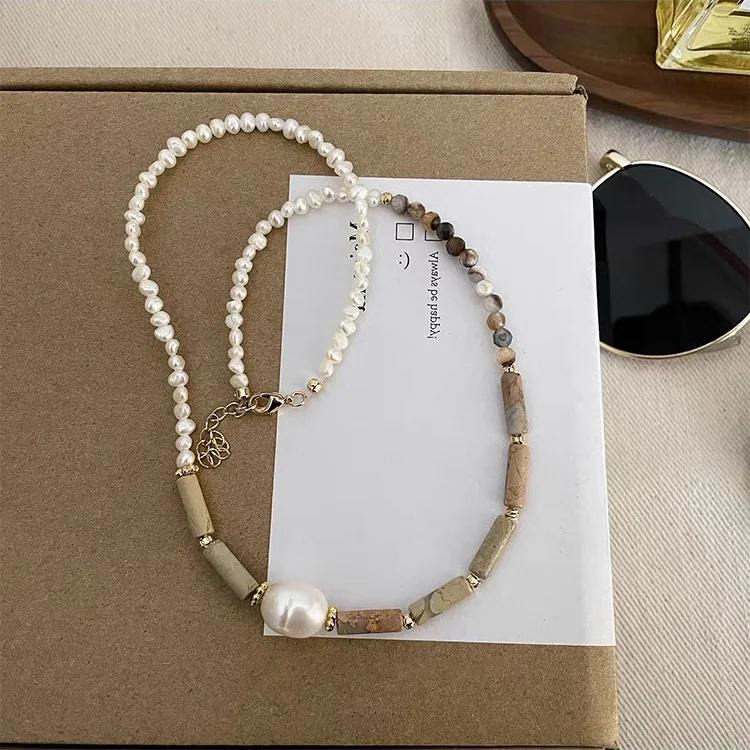 

2022 Chic Handmade freshwater pearl Beads Stone Choker Necklace Party Jewelry
