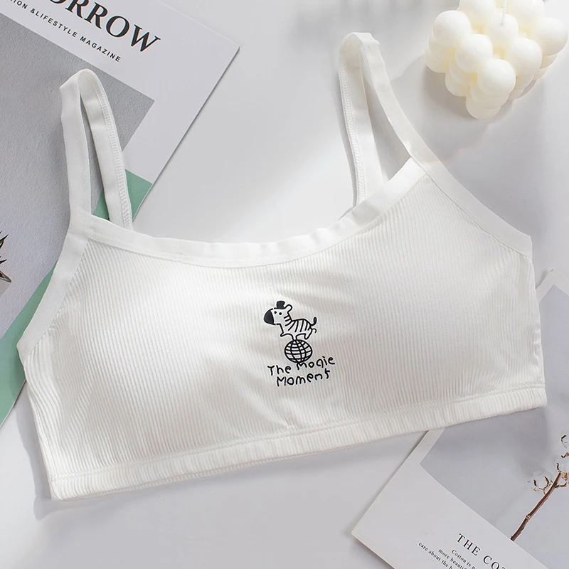 

Girls adolescent cotton bra development period ice silk vest high school junior high school students suspenders multi-color