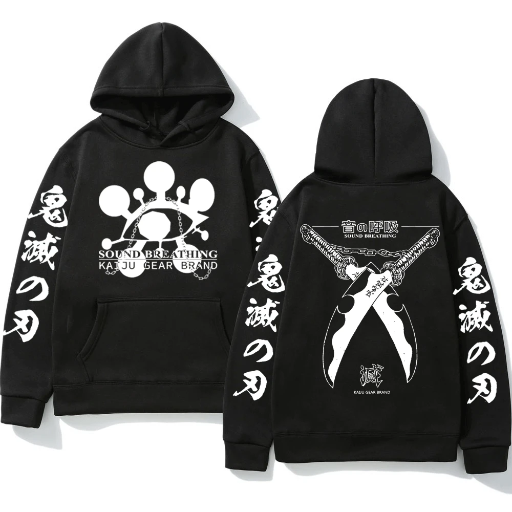 

Anime Demon Slayer Hoodie Japanese Manga Tengen Uzui Sound Breathing Double Sided Hooded Sweatshirts Men Women Fleece Pullovers