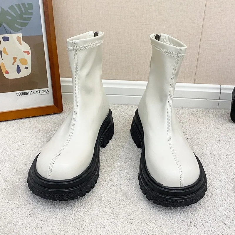 

Shoes Lady Boots Round Toe Zipper Luxury Designer Rubber Autumn 2023 Ankle Fashion Ytmtloy Botines De Mujer Square Heel Sexy