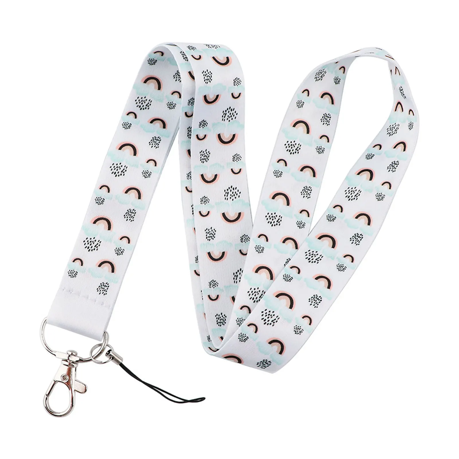 

Teacher Neck Strap Badge Lanyard ID Card Portable Rainbow Print Polyester Keychain Holder Fashion With Swivel Buckle Office