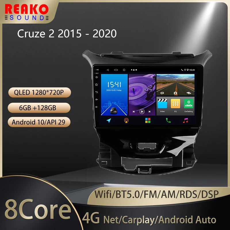

REAKOSOUND For Chevrolet Cruze 2 2015 - 2020 Car Radio Carplay Multimedia Video Player Navigation Android Auto 2 Din