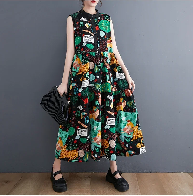 Платье с животным принтом зоопарка длинное платье на пуговицах боковым карманом