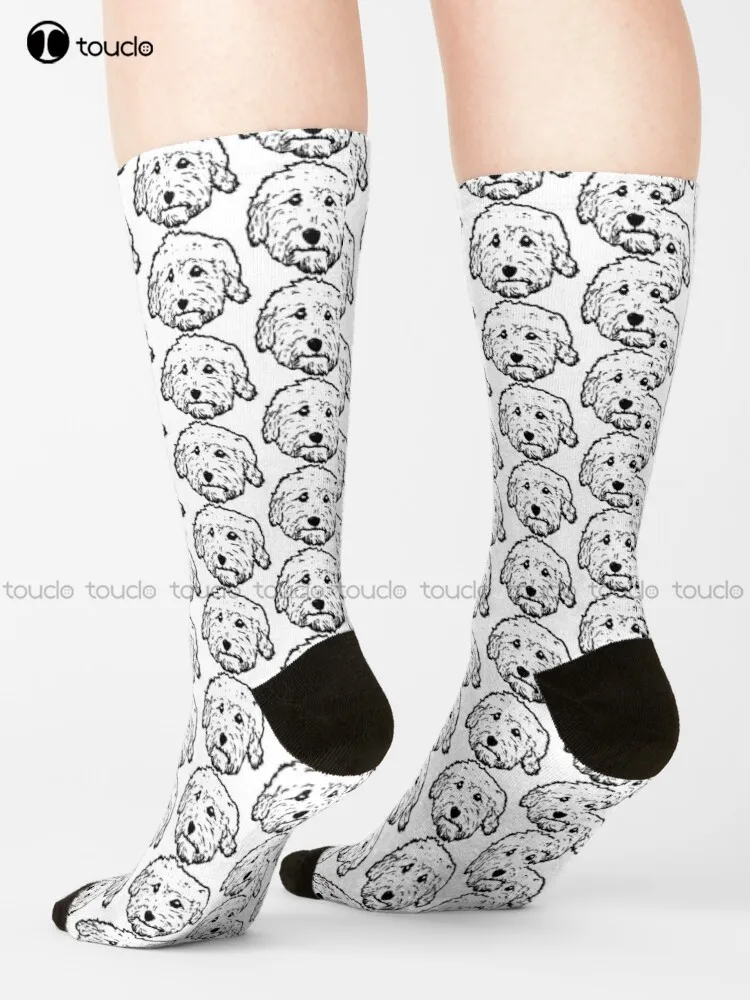

Goldendoodles! Labradoodles - Any Adorable Doodle Dog In Black And White Socks Red Baseball Socks 360° Digital Print Harajuku