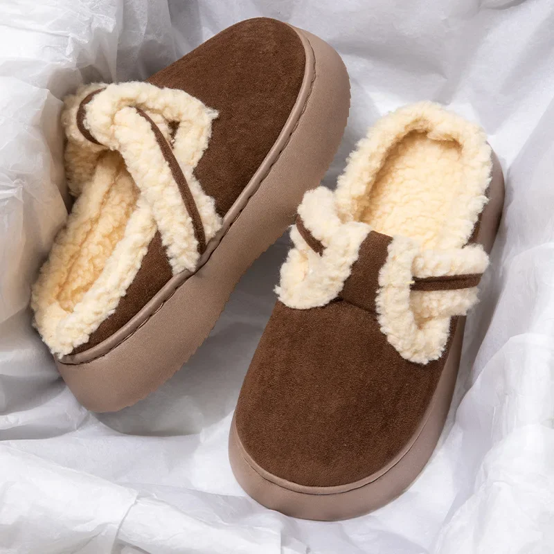 

Fur Slippers Women Winter Plush Slippers Winter Pure Cotton Baotou Women's Slippers Home Warm Slippers Non Slip Cotton Shoes