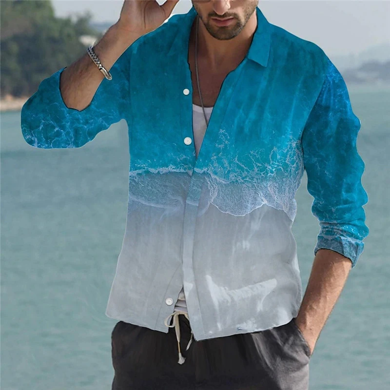 2022 Summer Hawaiian Men's Colorful Shirts 3d Printed Shirts For Men Beach Holiday Tops Tee Shirt Man Homme Oversized Camicias