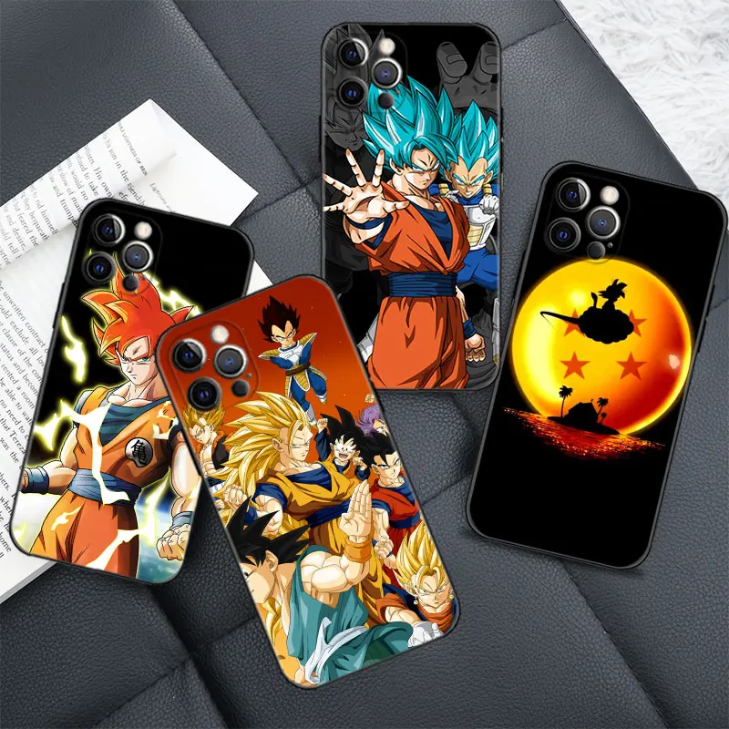

Phone Case for iPhone 13 11 12 pro max XR X XS 8 7 6s 6 plus SE 13mini Cover Silicon Bumper Cartoon Dragon Ball Z Super DBZ Goku