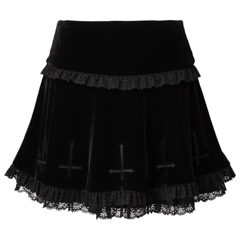 Женская мини-юбка с вышивкой, многослойная трапециевидная юбка с кружевной отделкой, Однотонная юбка, новинка 2023