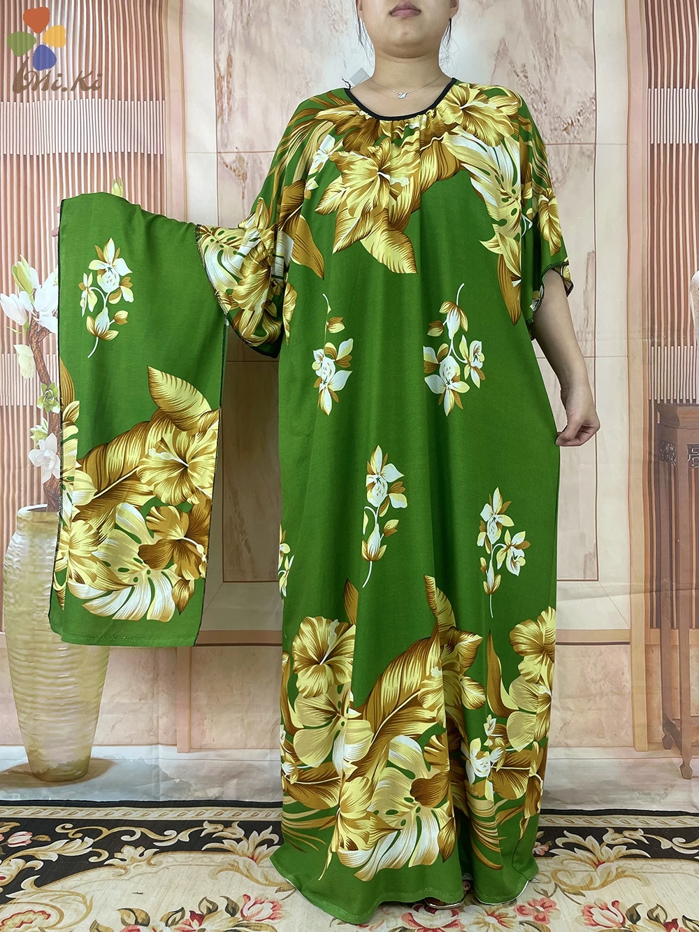Hot Selling New Short Sleeved African Muslim Dashiki Ababy Printed Cotton Loose fitting dress women summer Maxi Casual Dress