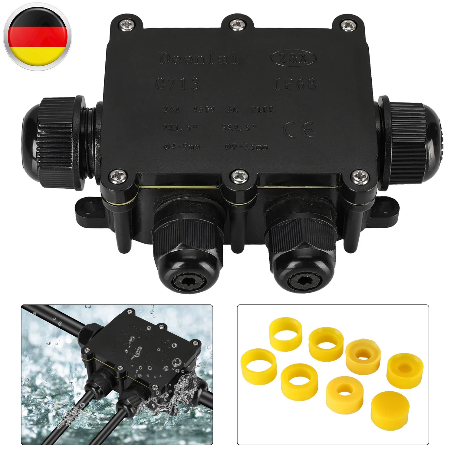 4 Wege Wasserdichte Abzweygose Verteilerdose Anschlussdose IP68 450 В 24 А Поставки электрооборудования