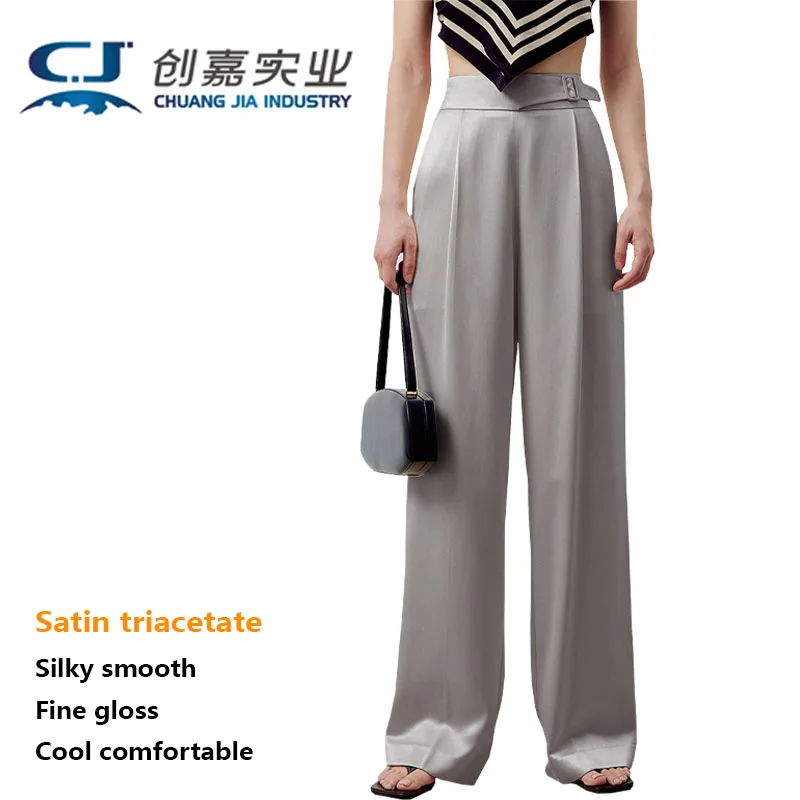 Легкие роскошные атласные триацетатные женские брюки цвета шампанского