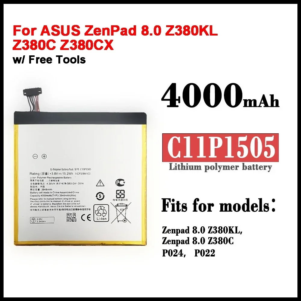 C11P1505 Аккумулятор для планшетного ПК ASUS ZenPad 8.0 Z380KL Z380C Z380CX P022 P024 4000 мАч + бесплатные