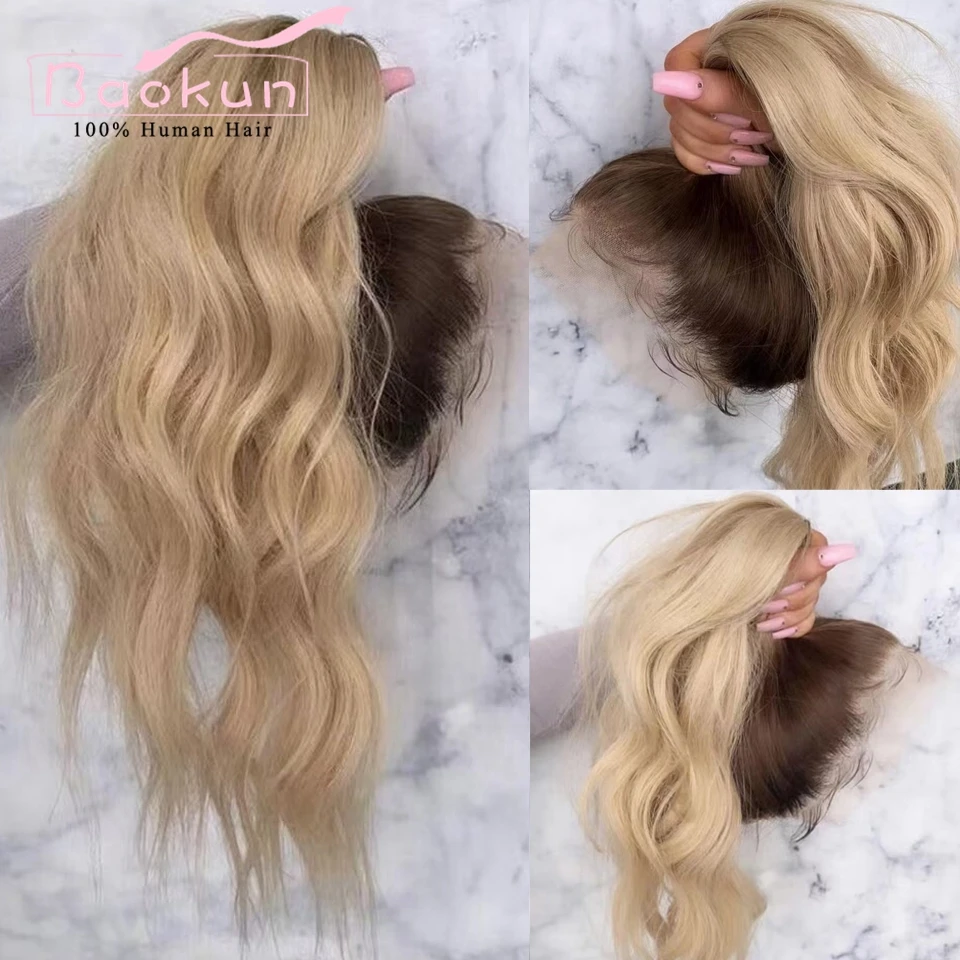 Парик Омбре со светлыми кружевами спереди человеческие волосы прозрачная волна