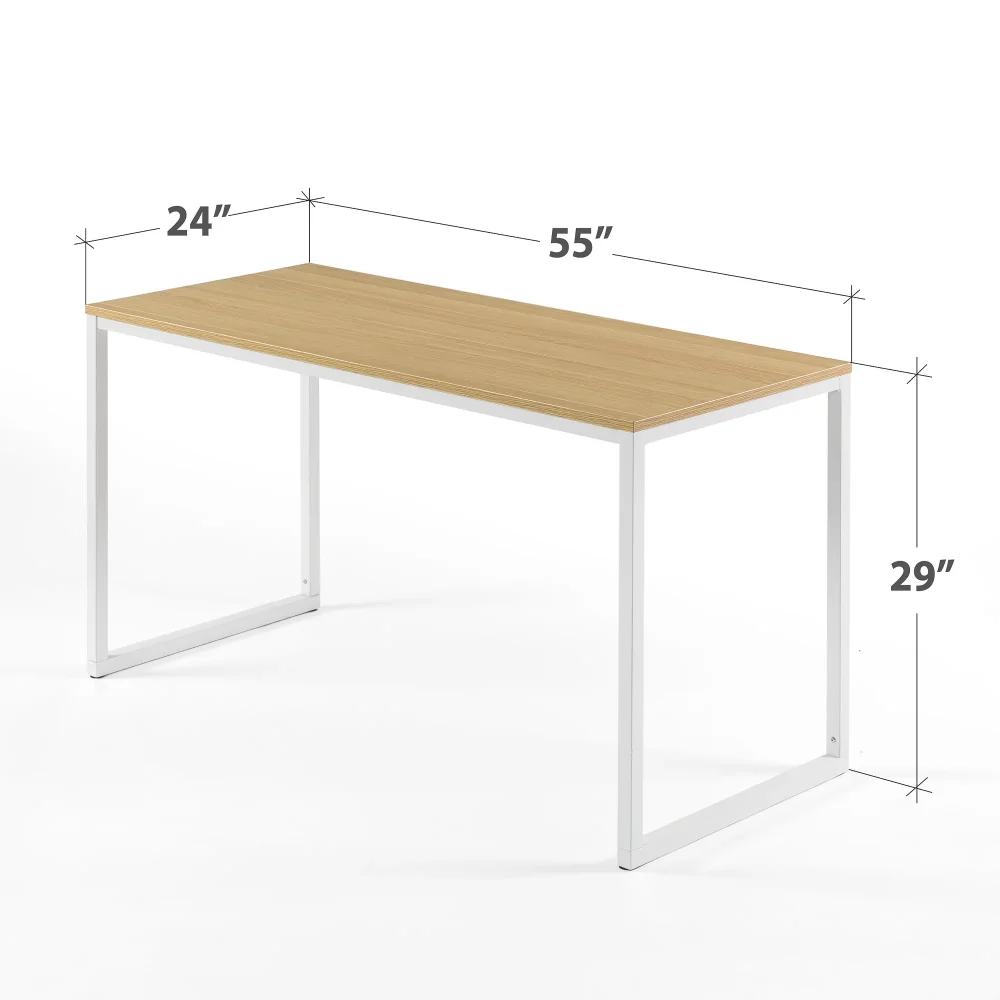 Bellamy Studios Дженнифер 55-дюймовый белый стол с рамкой, натуральный, компьютерные письменные столы