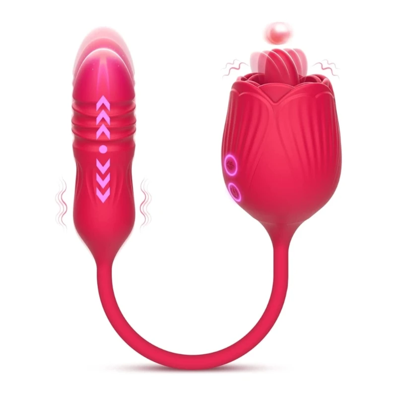 

Rose-Vibrator for Women G Spot Vibrator with 10 Thrust & Vibration Modes Tongue Licking Clitoris-Vibrator Adult Sex Toy U1JD