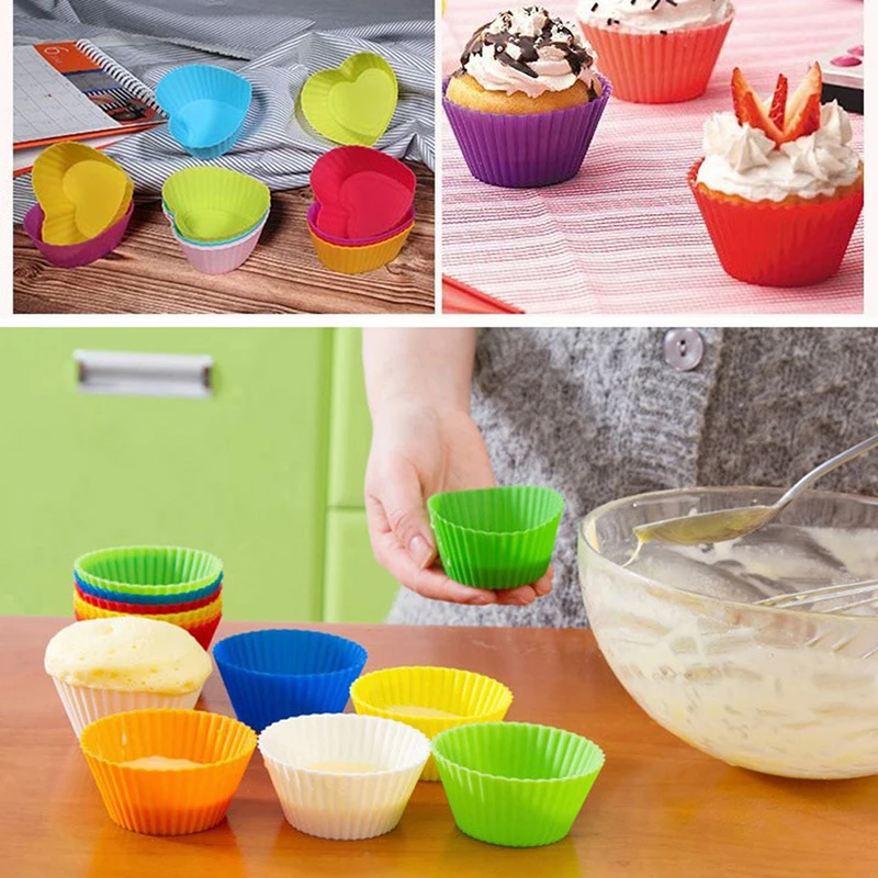 

6Pcs Silicone Mold Cupcake Cake Muffin Baking Pans DIY Nonstick Heat Resistant CupCake Molds