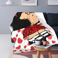 mafalda anime plaid blanket flannel winter multi function warm throw blankets for bed travel rug piece