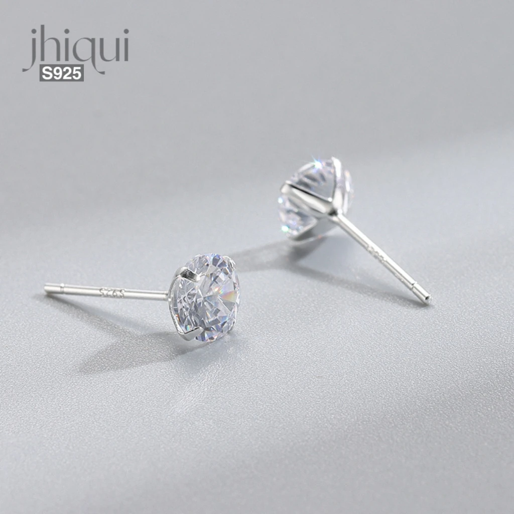 

1 pair 925 Sterling Silver White/Black Zircon Stud Earring Fine Jewelry