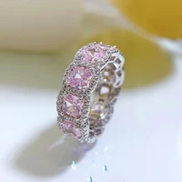 2022 new simulation high carbon diamond 55 radiant cut s925 sterling silver luxury surrounding ring
