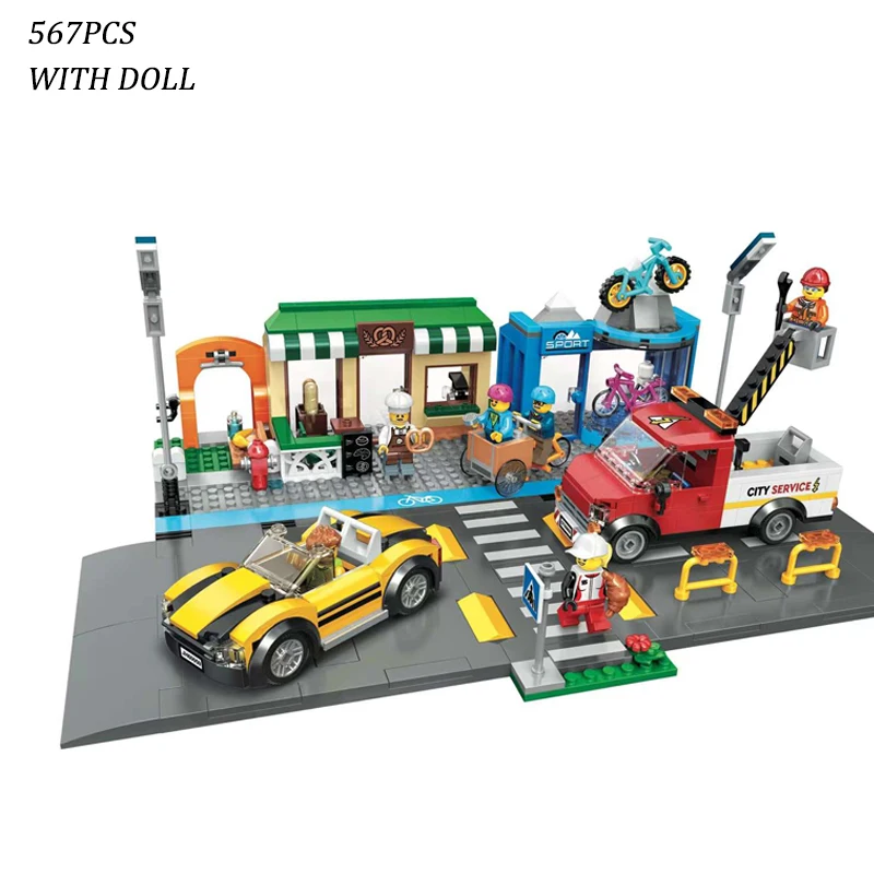 

567pcs Shopping Street Building Blocks Model with City Compatible Lepining 60306 Bricks DIY Toys for Children Christmas Gifts