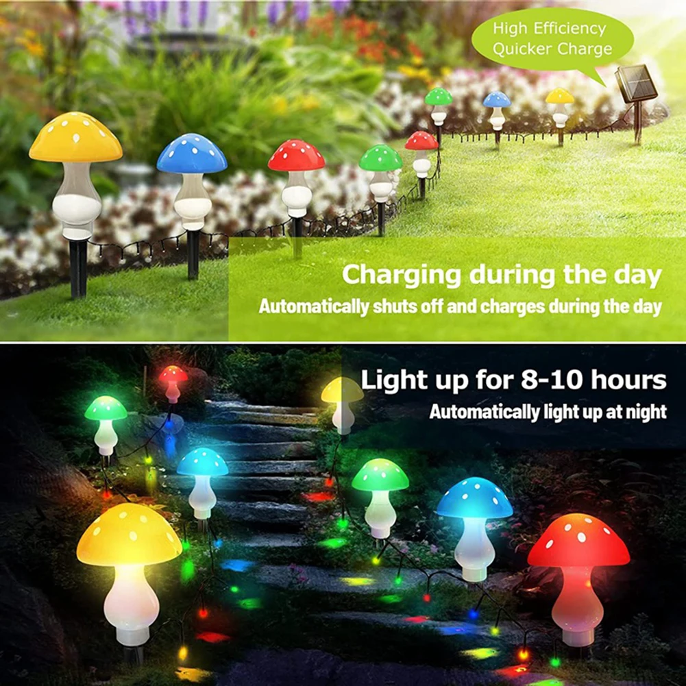 

Mushroom Ground Light Durable Solar Decorative Pathway Landscape Lights Easy Installation Automatic Switch Cartoon for Courtyard