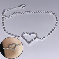 ankle bracelet heart foot chain diamante love heart sparkly