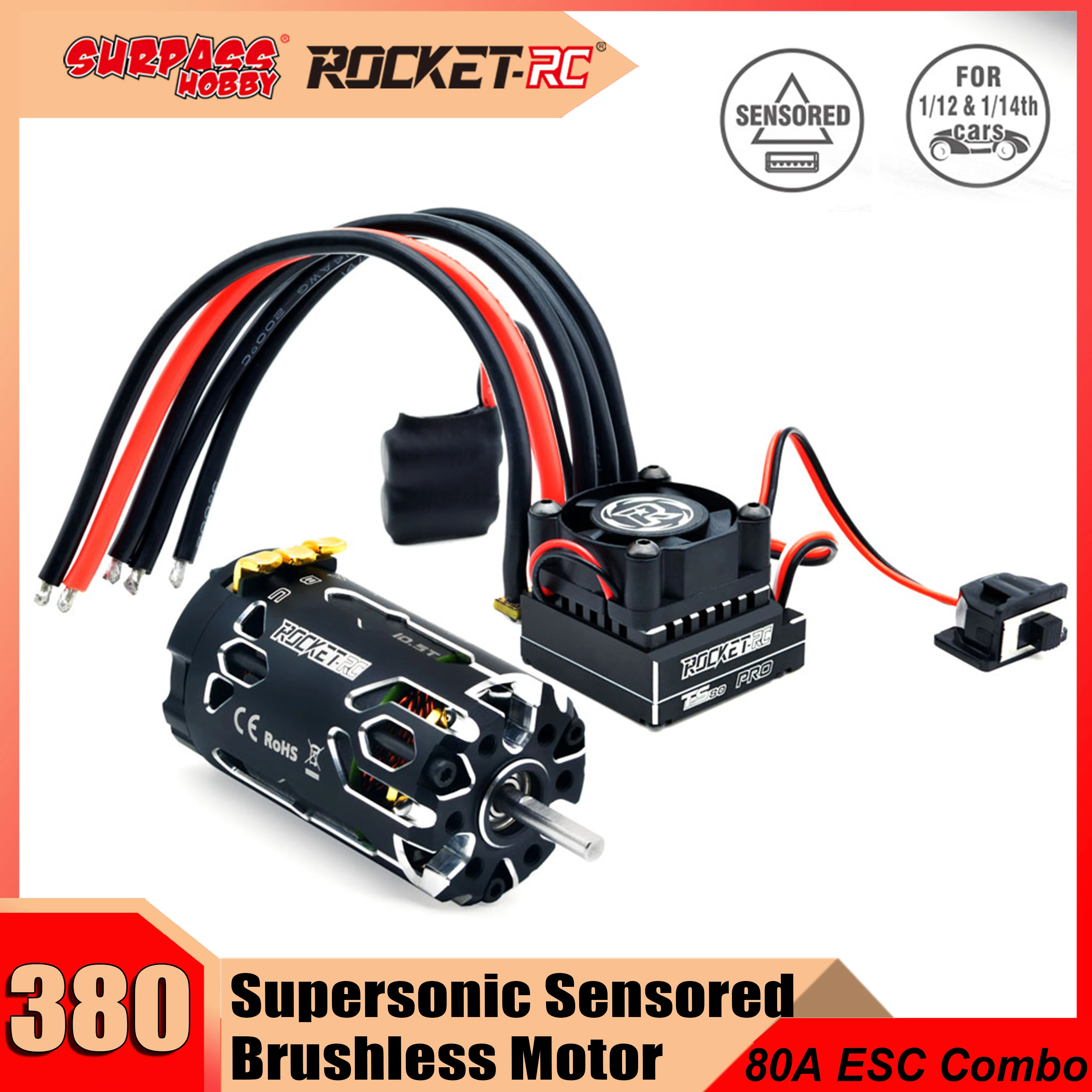 Surpass Hobby 380 V2S сенсорный Бесколлекторный двигатель 80 А Φ для 1/12 Tamiya Wtloys XLH Timaya Дрифт гоночный автомобиль для соревнований