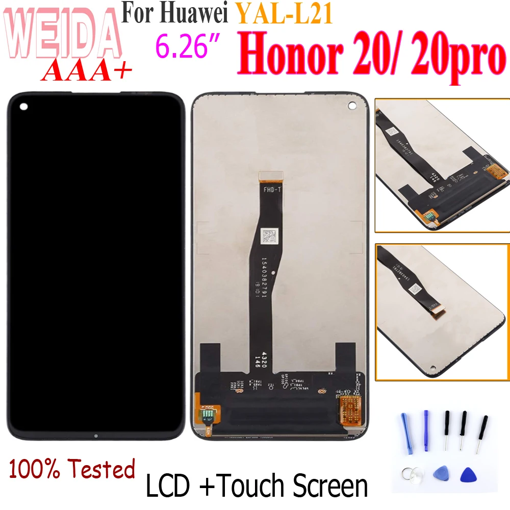 

Оригинальный ЖК-дисплей для Honor 20, сенсорный экран, дигитайзер в сборе для Huawei Honor 20 Pro, YAL-L21 YAL-AL10