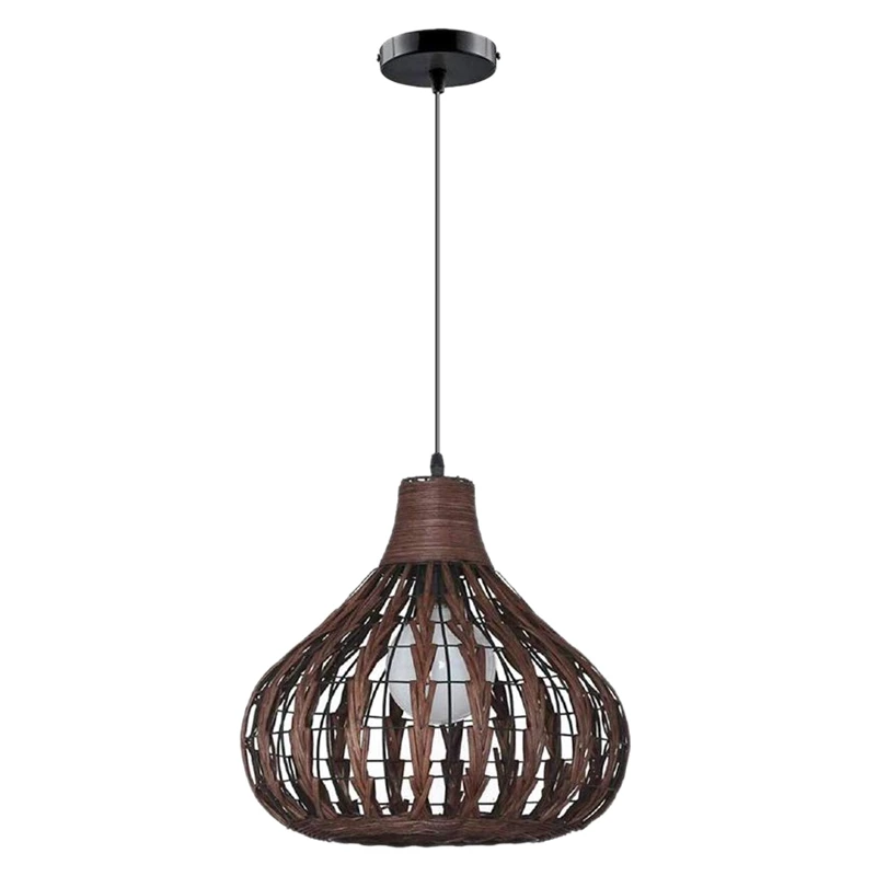 

New Natural Bamboo Chandelier DIY Wicker Rattan Lamp Shades Weave Hanging Light Does Not Contain Bulbs