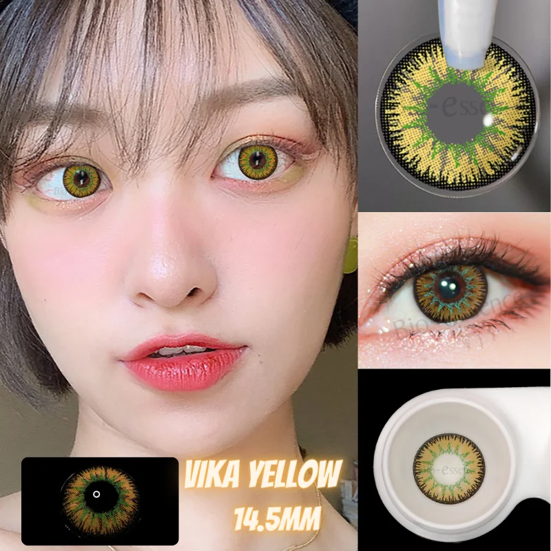 Bio-essence 1 Pair Colored Contacts Lenses Yearly Use Vika Series Green Blue Purple Colorcon for Eyes Soft Pupils Fast Shipping images - 6