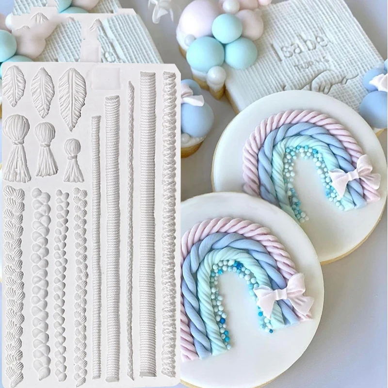 

Rope Lace Silicone Mold Fondant Cake Border Decoration Glue Mold Sugar Craft Chocolate Clay Mold Baking Tools