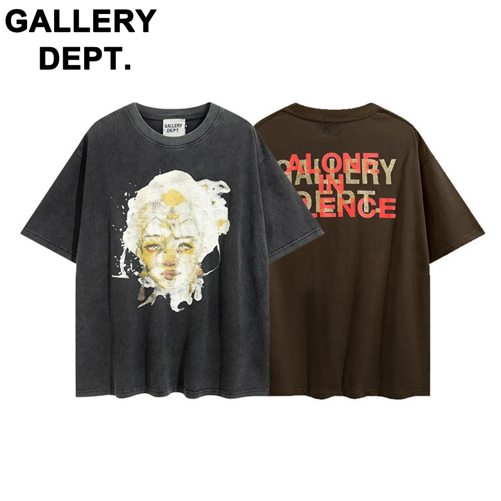 

Галерея DEPT, 2023 г., новая ретро-футболка из мытого хлопка с принтом статуй, модная Новая мужская и женская футболка с коротким рукавом в масштабе 1:1, футболка оверсайз