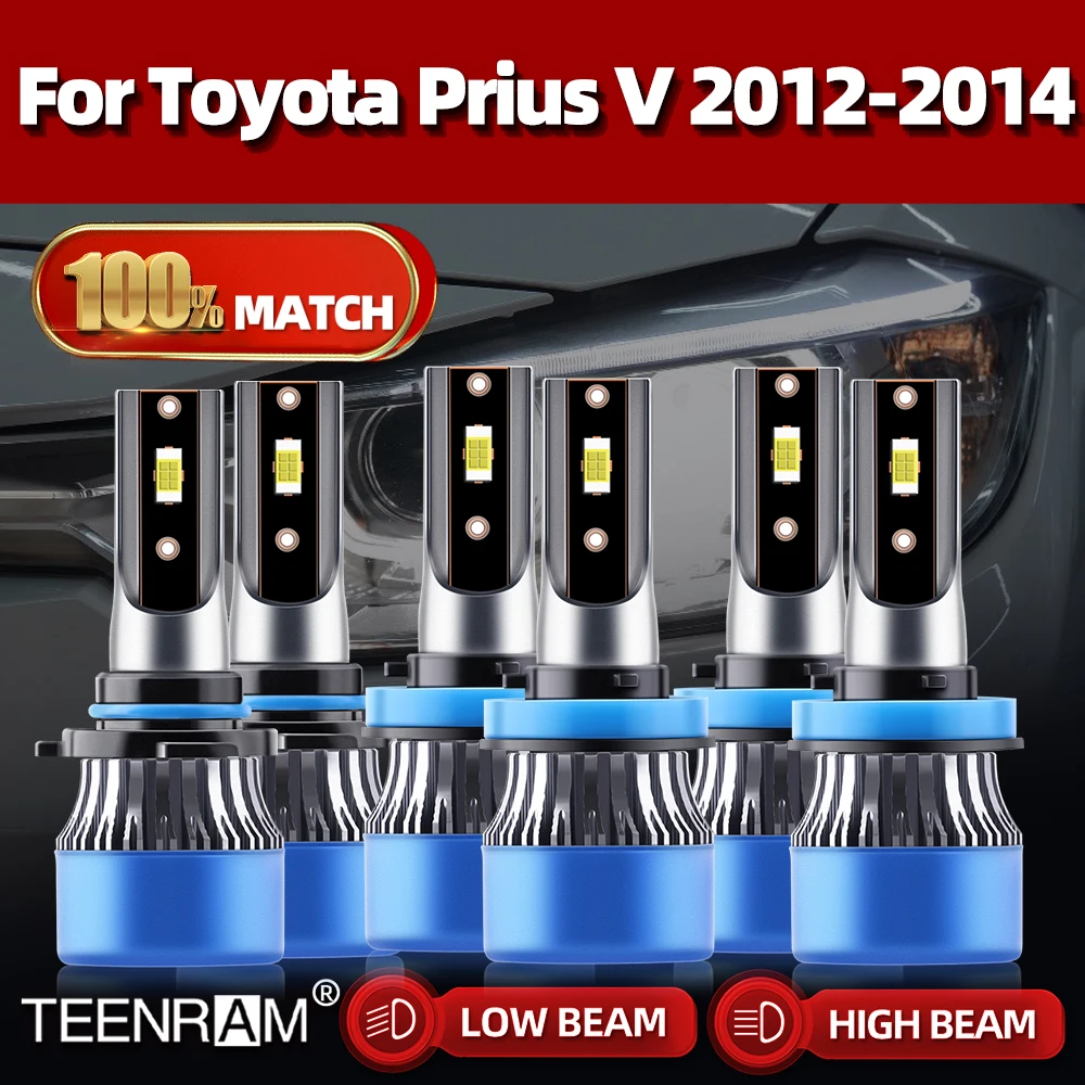 

6 шт. светодиодный Противотуманные фары 40000LM H11 9005 HB3 дальнего ближнего света Автомобильные фары 240 Вт высокой мощности светильник для Toyota Prius V 2012 2013 2014