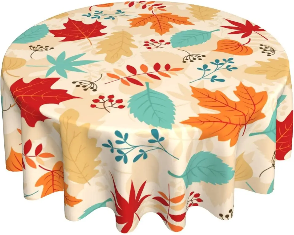 

Colorful Autumn Leaves Round Tablecloth Waterproof Wrinkle Free Table Cloth Cover for Kitchen Dining Room Picnic Party Banquet