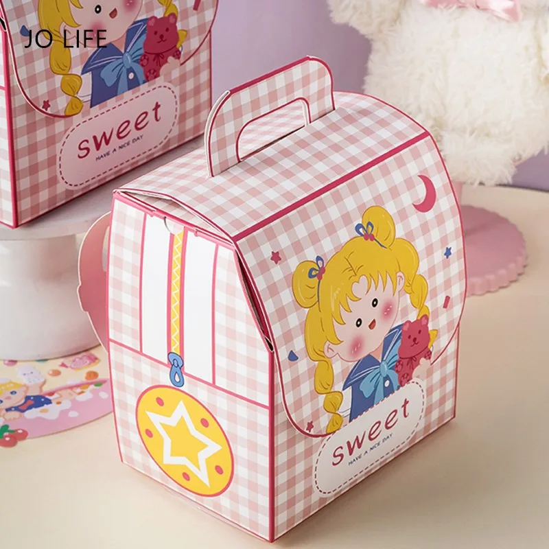 

JO LIFE 5pcs/set Cartoon Gift Packaging Bag Birthday Paper Card Velcro Stickers Backpack Wrapping Box