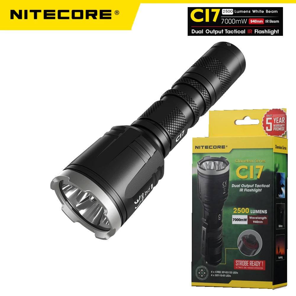 Тактический ИК-фонарик NITECORE CI7 с двумя выходами 4 * CREE XP-G3 S3 светодиоды макс. 2500 лм