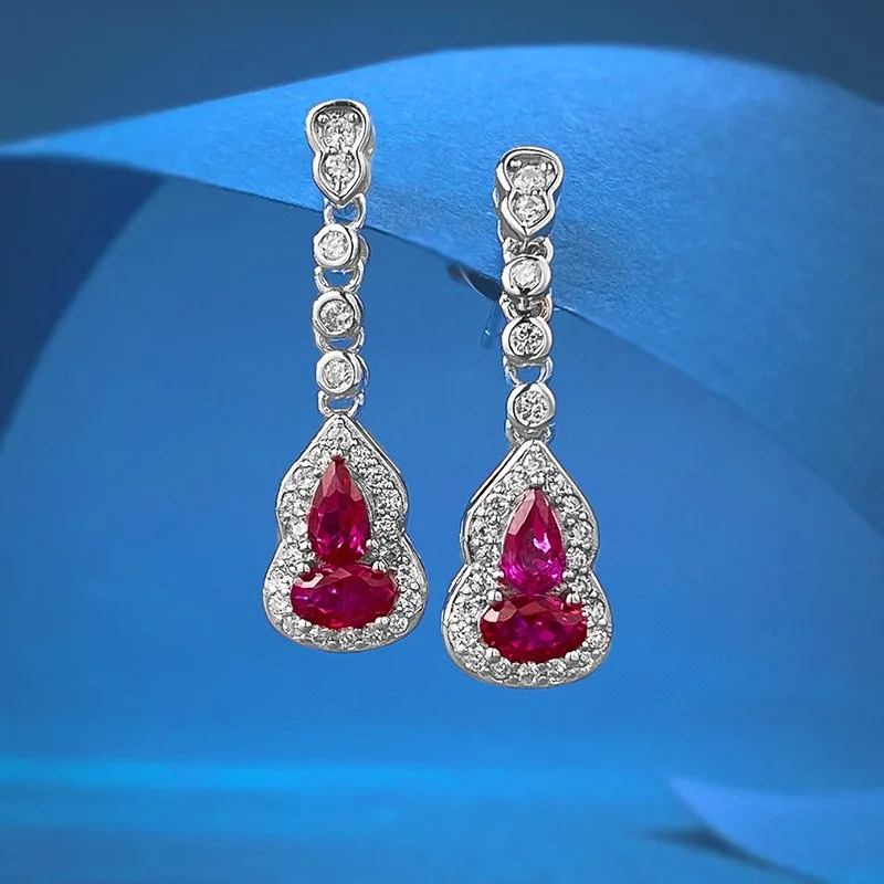 Новые винтажные серьги с тыквой и рубином в дворцовом стиле легкие роскошные
