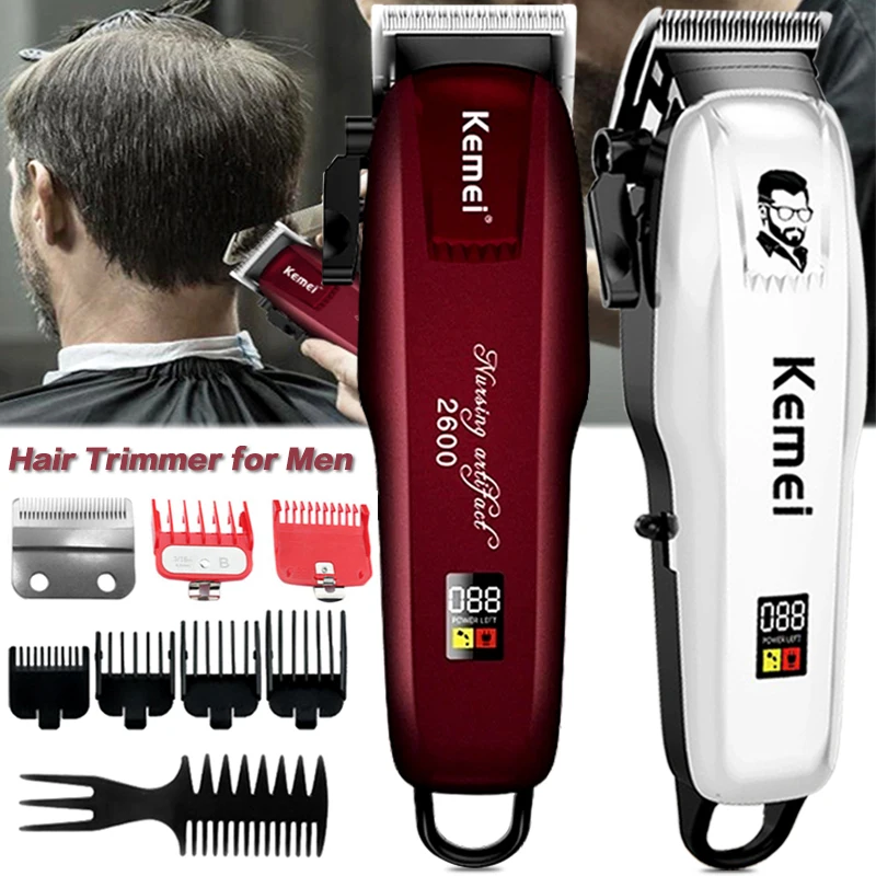 Kemei hair trimmer for men professional hair clipper men's electric shaver Cordless Rechargeable Hair cutting machine razor