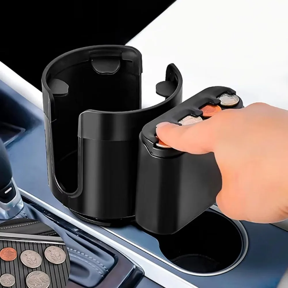Автомобильный подстаканник 2-в-1 с органайзером для монет регулируемое основание