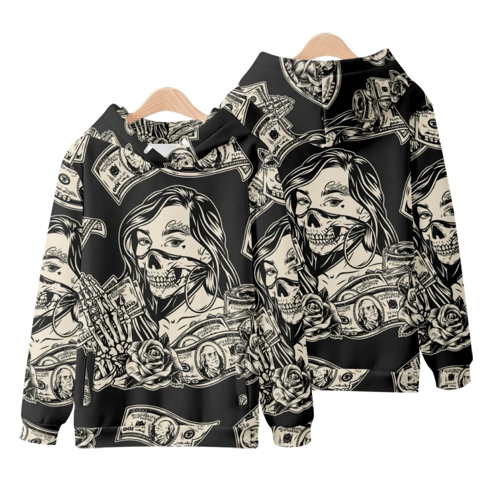 

2023 Skeleton Man 3D Printing Y2K Retro Casual Street Dark Gothic Style Men's and Women's Spring and Autumn Sweater Hoodie