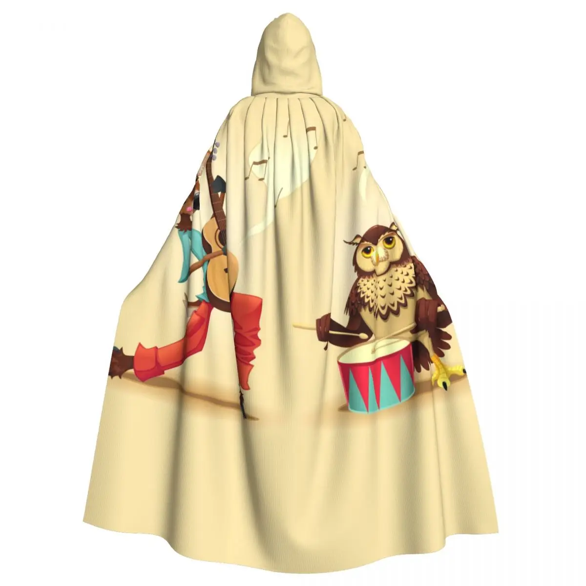 

Hooded Cloak Unisex Cloak with Hood Deer And Owl Playing Music Instruments Cloak Vampire Witch Cape Cosplay Costume