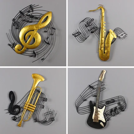 

Retro wall decoration wrought iron musical instrument wall hanging bar cafe shop window wall decoration