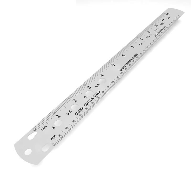 

Bicycle Bike Spoke Ruler Spoke Length Gauge Crank Cotter Pin Ball Bearings Measuring Tool Double Sided Metric Imperial
