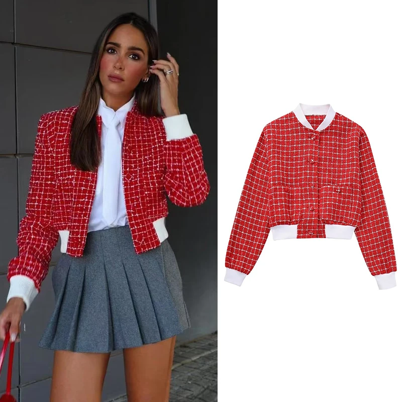 

Осенняя Женская куртка, новинка 2023, британская клетчатая приталенная куртка-пилот, модное уличное пальто Joker Young Yomen, теплая зимняя верхняя одежда