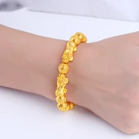 luxurious pixiu lucky bracelet 10mm natural beads gold bracelets attract wealth health and good luck wrist chain fashion jewelry