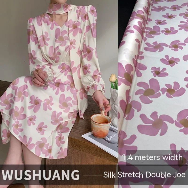 

Silk Stretch Double Joe Shirt Fabric Sunflower Digital Printing Dyed Spring Summer Close-fitting Dress Close-fitting Fabrics