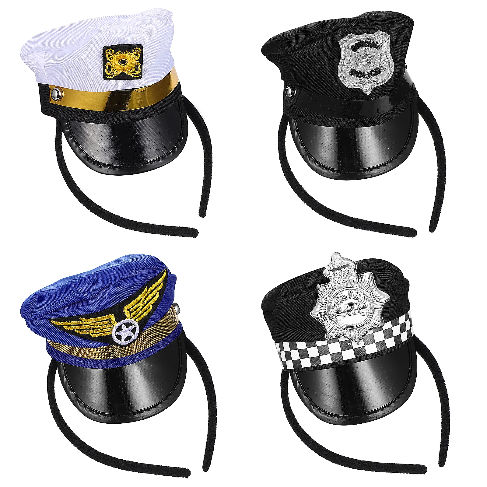

4Pcs Sailor Hat Headbands Captain Hat Hair Hoops Nautical Costume Accessory for Halloween Cosplay