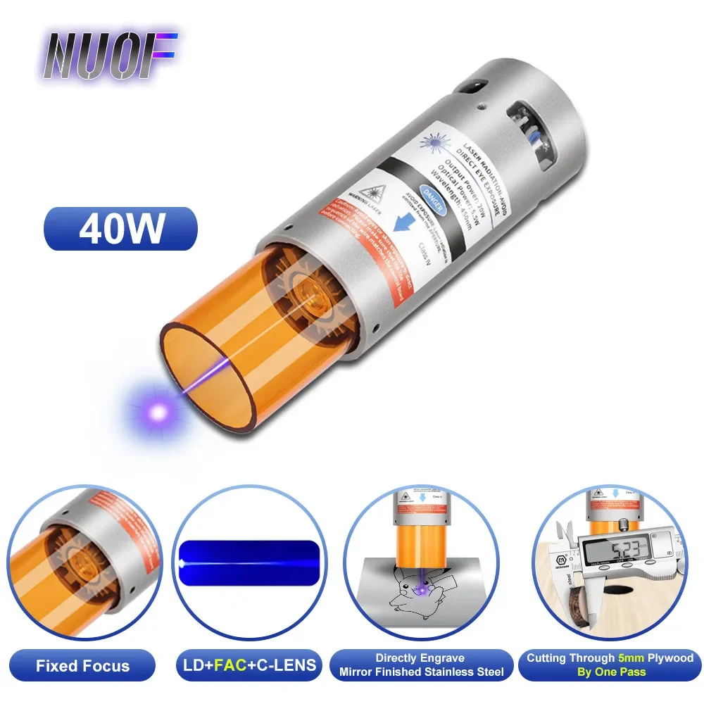 

NUOF 40W Laser Head 450nm 5W Optical Power Blue Light CNC TTL PWM Module For Laser Engraver Wood Cutting DIY Woodworking Tools