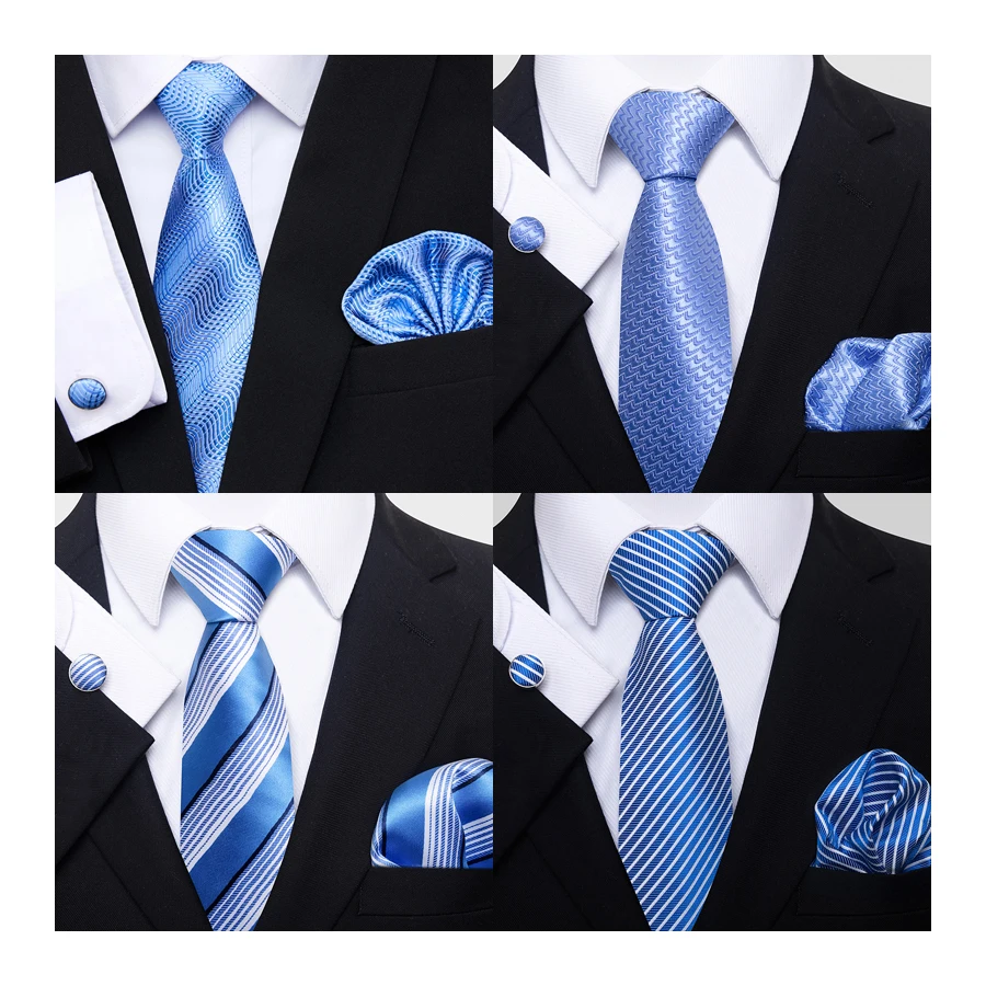 

Woven Fashion Brand Silk Tie Handkerchief Cufflink Set Necktie Gold Shirt Accessories Man's Plaid Gift for Boyfriend